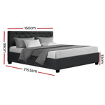 Artiss Bed Frame Queen Size Gas Lift Charcoal VILA - Furniture > Bedroom