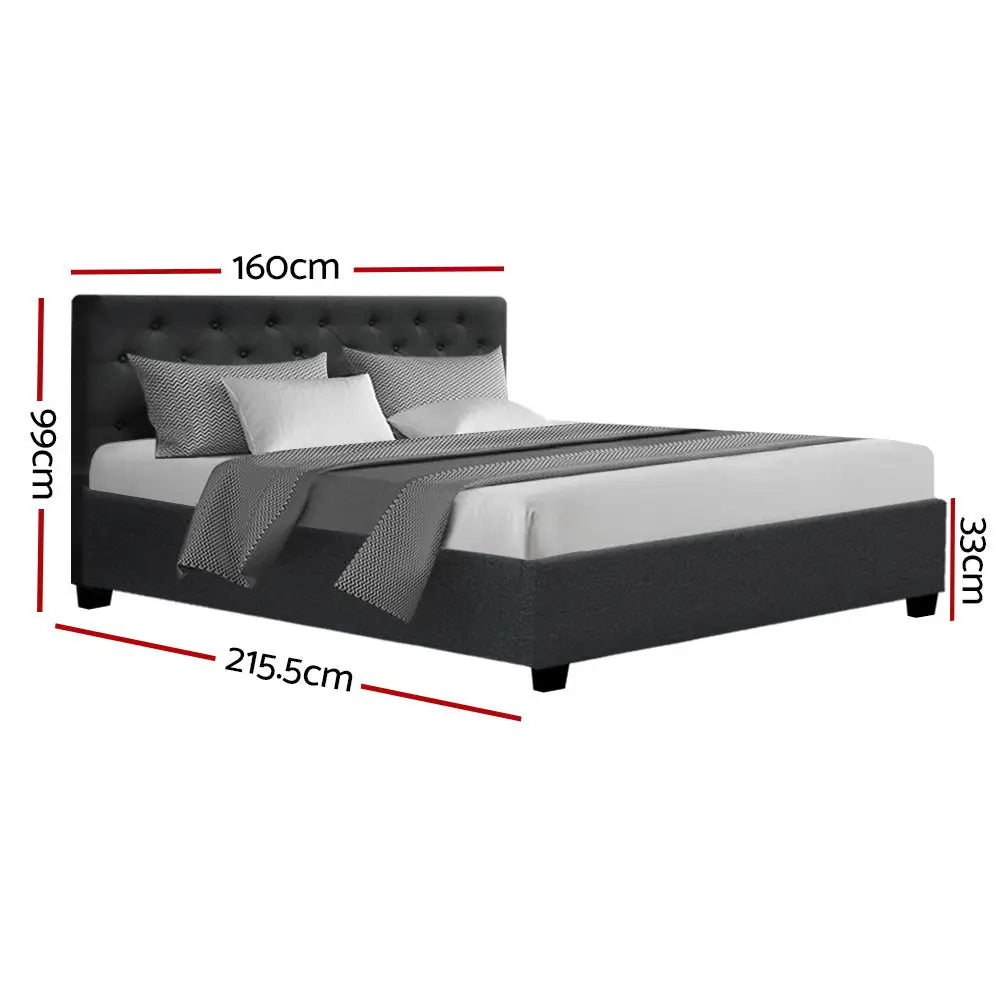 Artiss Bed Frame Queen Size Gas Lift Charcoal VILA - Furniture > Bedroom