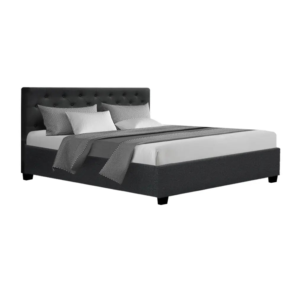 Artiss Bed Frame Queen Size Gas Lift Charcoal VILA - Furniture > Bedroom