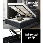Artiss Bed Frame Queen Size Gas Lift Charcoal VILA - Furniture > Bedroom