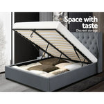 Artiss Bed Frame Queen Size Gas Lift Grey ISSA - Furniture > Bedroom