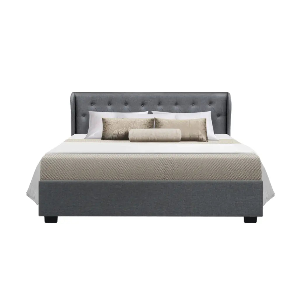 Artiss Bed Frame Queen Size Gas Lift Grey ISSA - Furniture > Bedroom