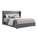 Artiss Bed Frame Queen Size Gas Lift Grey ISSA - Furniture > Bedroom