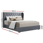 Artiss Bed Frame Queen Size Gas Lift Grey ISSA - Furniture > Bedroom
