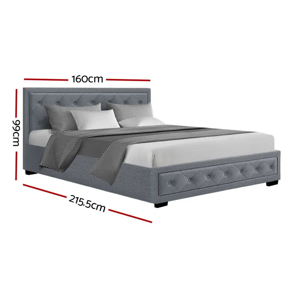 Artiss Bed Frame Queen Size Gas Lift Grey TIYO - Furniture > Bedroom