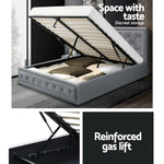 Artiss Bed Frame Queen Size Gas Lift Grey TIYO - Furniture > Bedroom