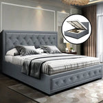 Artiss Bed Frame Queen Size Gas Lift Grey TIYO - Furniture > Bedroom