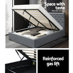 Artiss Bed Frame Queen Size Gas Lift Grey VILA - Furniture > Bedroom