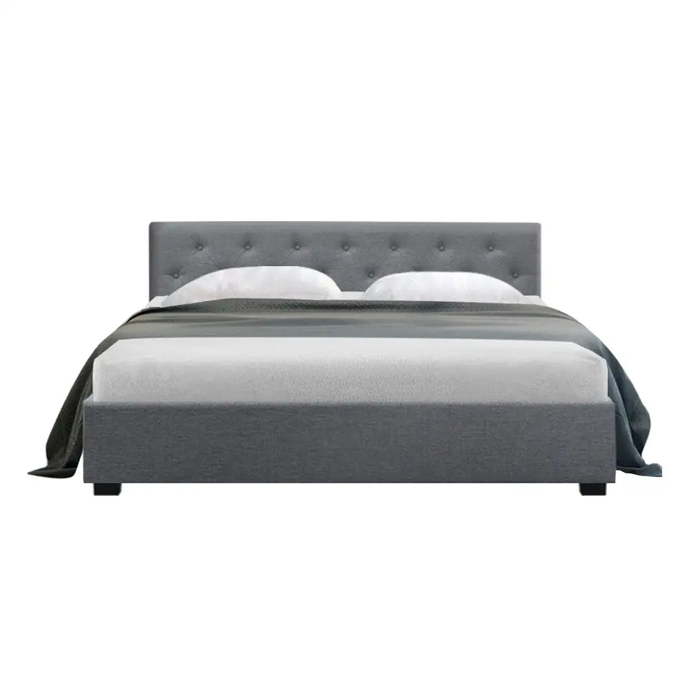 Artiss Bed Frame Queen Size Gas Lift Grey VILA - Furniture > Bedroom