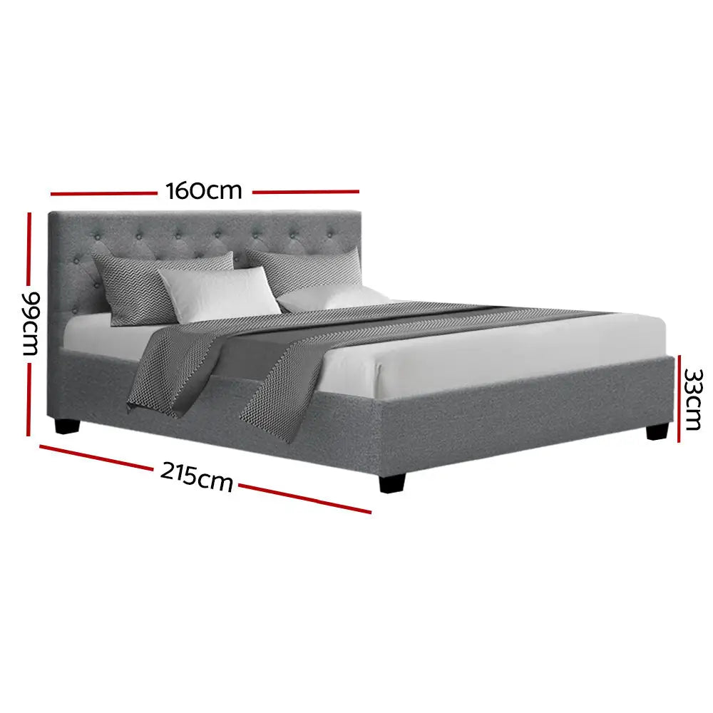 Artiss Bed Frame Queen Size Gas Lift Grey VILA - Furniture > Bedroom