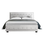 Artiss Bed Frame Queen Size Gas Lift White TIYO - Furniture > Bedroom