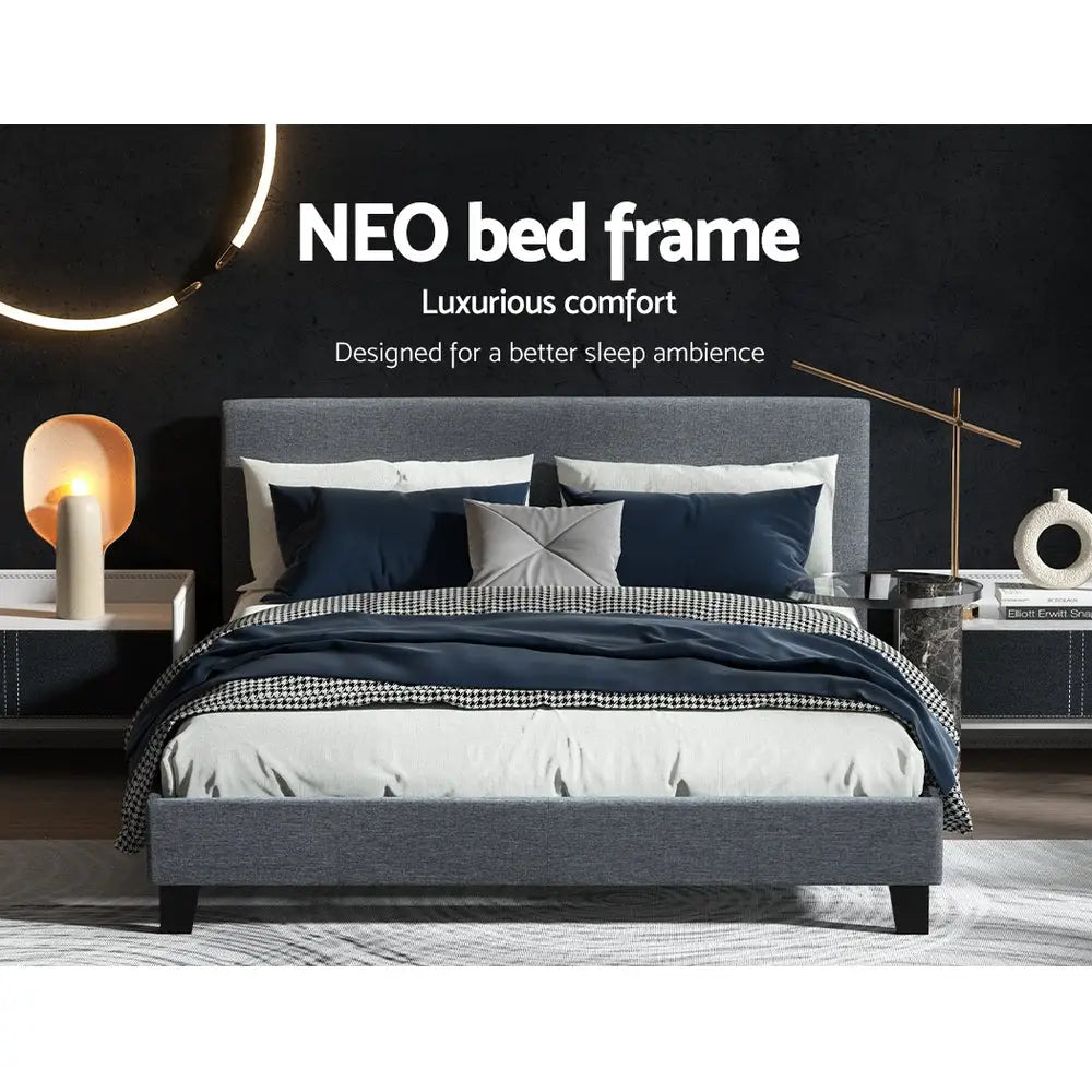 Artiss Bed Frame Queen Size Grey NEO - Furniture > Bedroom
