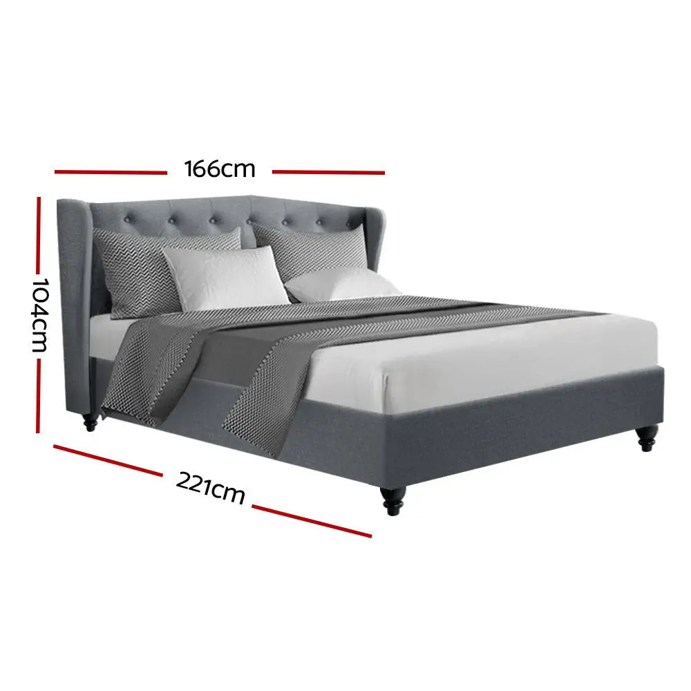 Artiss Bed Frame Queen Size Grey PIER - Furniture > Bedroom > Beds & Bed Frames