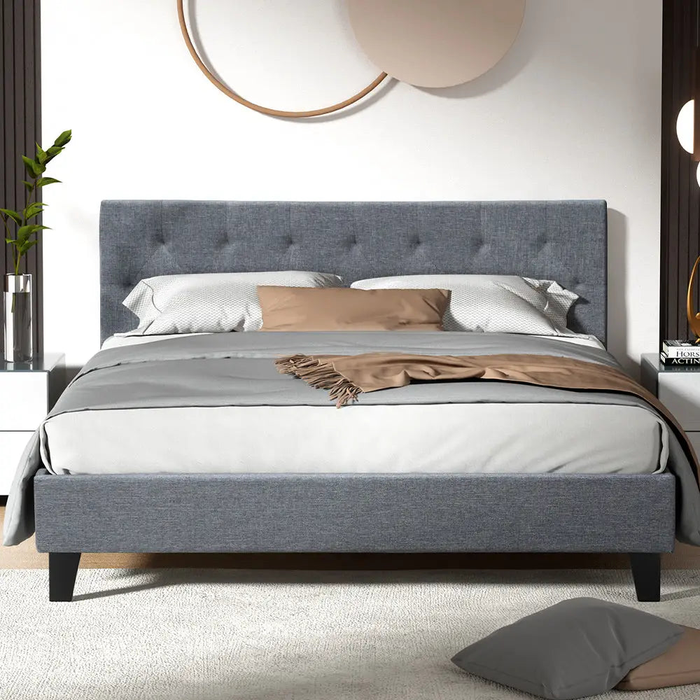 Artiss Bed Frame Queen Size Grey VANKE - Furniture > Bedroom