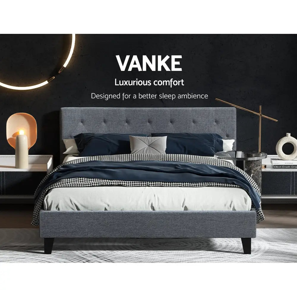 Artiss Bed Frame Queen Size Grey VANKE - Furniture > Bedroom