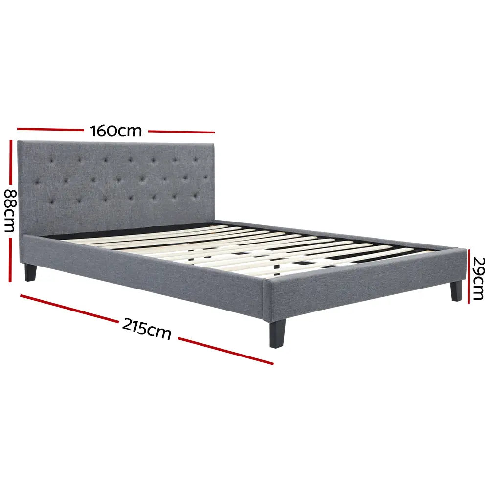Artiss Bed Frame Queen Size Grey VANKE - Furniture > Bedroom
