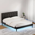 Artiss Bed Frame Queen Size LED Black RAVI - Furniture > Bedroom > Beds & Bed Frames