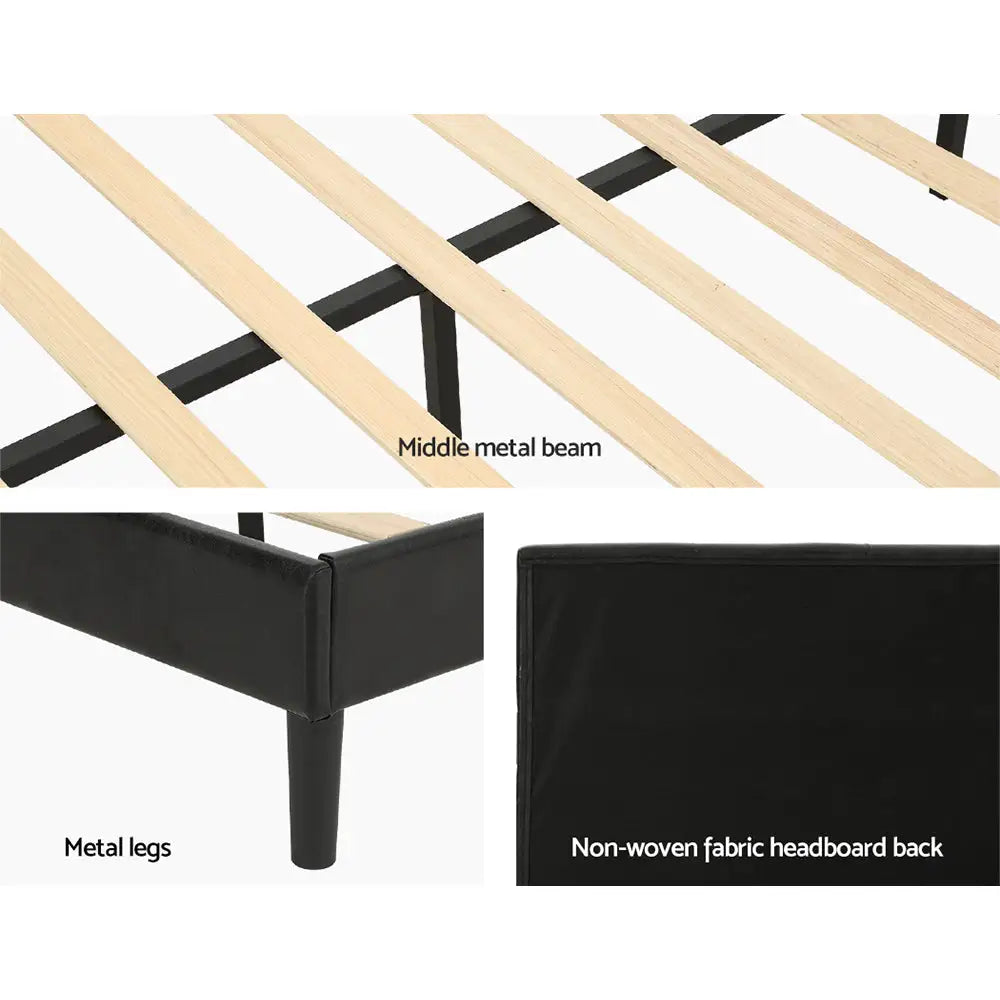 Artiss Bed Frame Queen Size LED Black RAVI - Furniture > Bedroom > Beds & Bed Frames