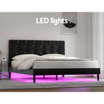 Artiss Bed Frame Queen Size LED Black RAVI - Furniture > Bedroom > Beds & Bed Frames