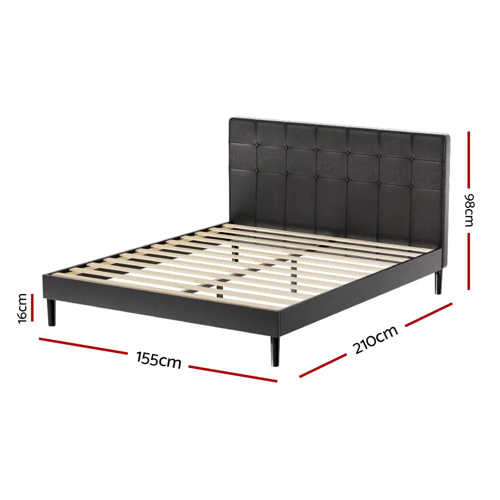 Artiss Bed Frame Queen Size LED Black RAVI - Furniture > Bedroom > Beds & Bed Frames