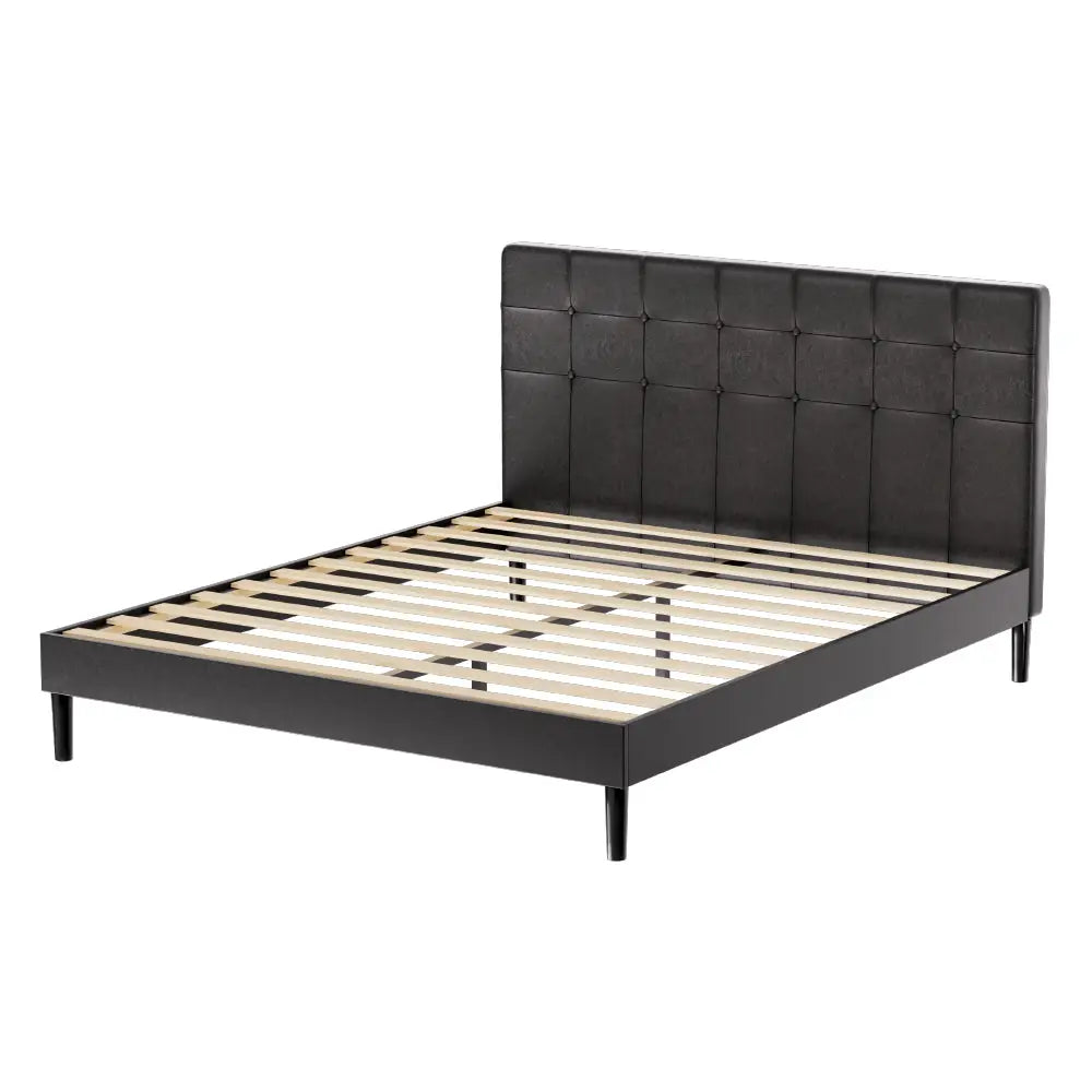Artiss Bed Frame Queen Size LED Black RAVI - Furniture > Bedroom > Beds & Bed Frames