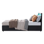 Artiss Bed Frame Queen Size LED Gas Lift Black COLE - Furniture > Bedroom