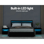 Artiss Bed Frame Queen Size LED Gas Lift Black COLE - Furniture > Bedroom