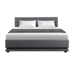 Artiss Bed Frame Queen Size LED Gas Lift Grey LUMI - Furniture > Bedroom