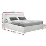 Artiss Bed Frame Queen Size LED Gas Lift White COLE - Furniture > Bedroom