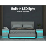 Artiss Bed Frame Queen Size LED Gas Lift White LUMI - Furniture > Bedroom