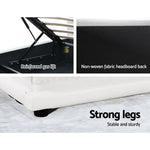 Artiss Bed Frame Queen Size LED Gas Lift White LUMI - Furniture > Bedroom
