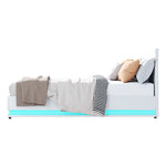 Artiss Bed Frame Queen Size LED Gas Lift White LUMI - Furniture > Bedroom