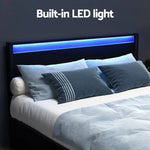 Artiss Bed Frame Queen Size LED with 4 Drawers Black DUNN - Furniture > Bedroom > Beds & Bed Frames