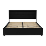 Artiss Bed Frame Queen Size LED with 4 Drawers Black DUNN - Furniture > Bedroom > Beds & Bed Frames