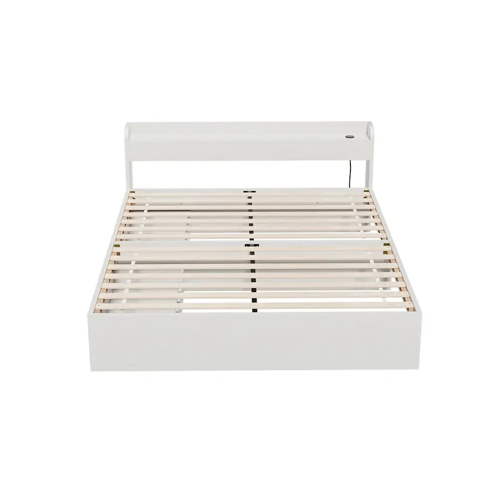 Artiss Bed Frame Queen Size Mattress Base wtih Charging Ports 2 Storage Drawers - Furniture > Bedroom > Beds & Bed