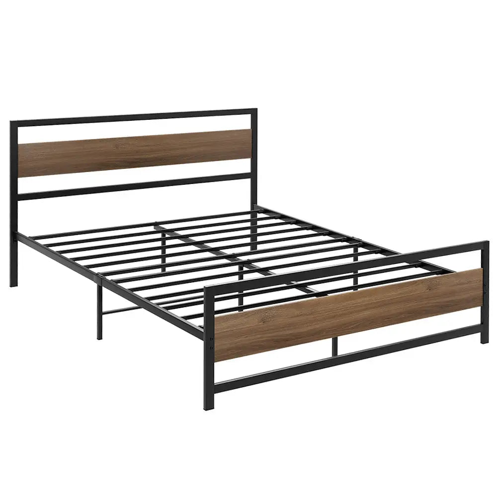 Artiss Bed Frame Queen Size Metal Base Mattress Platform Foundation Black DREW - Furniture > Bedroom > Beds & Bed Frames