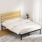 Artiss Bed Frame Queen Size Metal Base Mattress Platform Foundation Black PAULA - Furniture > Bedroom
