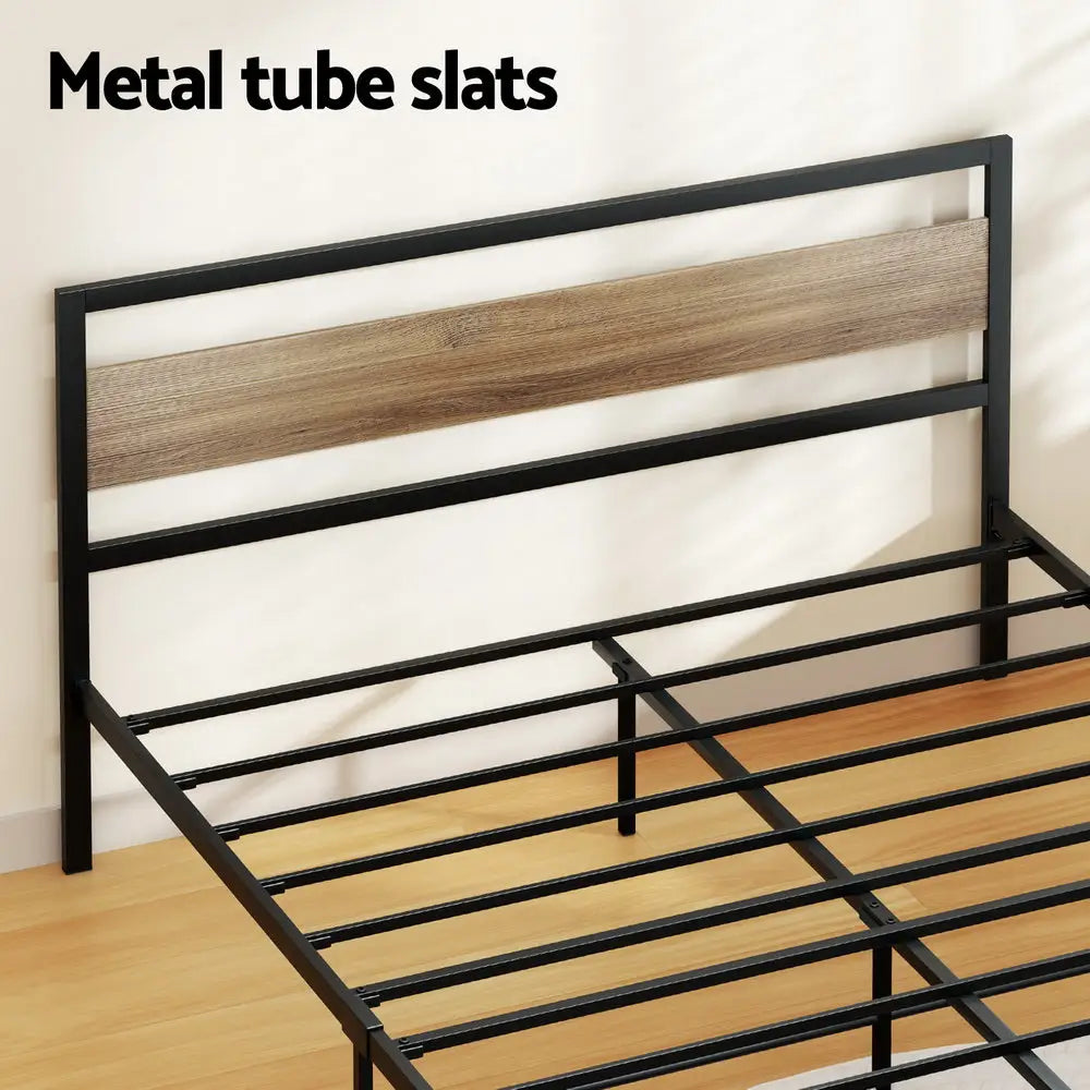 Artiss Bed Frame Queen Size Metal Base Mattress Platform Foundation Black DREW - Furniture > Bedroom > Beds & Bed Frames