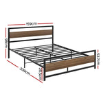 Artiss Bed Frame Queen Size Metal Base Mattress Platform Foundation Black DREW - Furniture > Bedroom > Beds & Bed Frames
