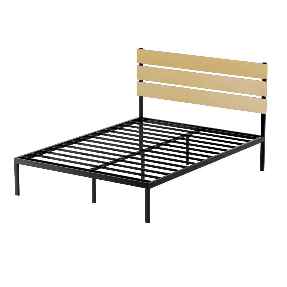 Artiss Bed Frame Queen Size Metal Base Mattress Platform Foundation Black PAULA - Furniture > Bedroom