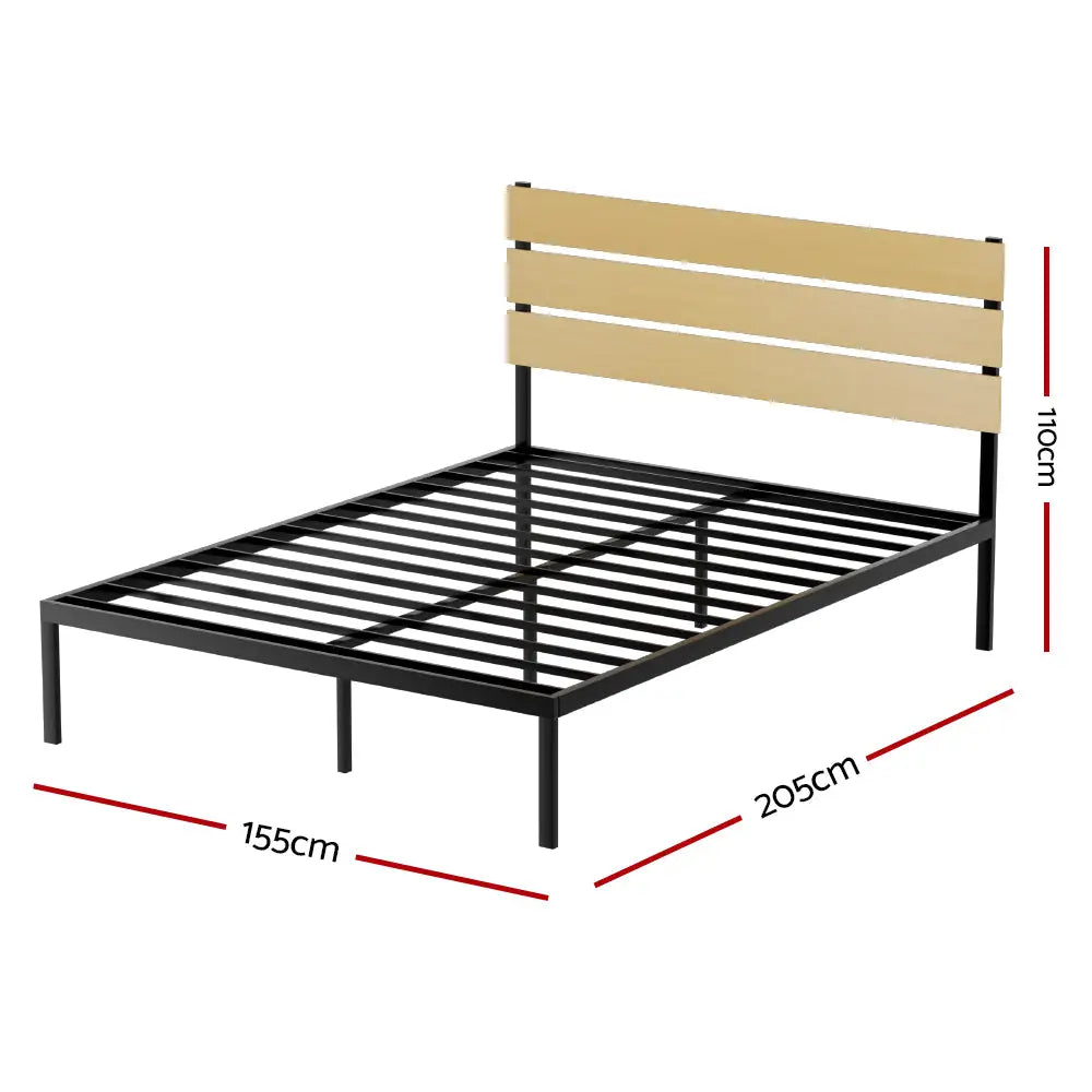 Artiss Bed Frame Queen Size Metal Base Mattress Platform Foundation Black PAULA - Furniture > Bedroom