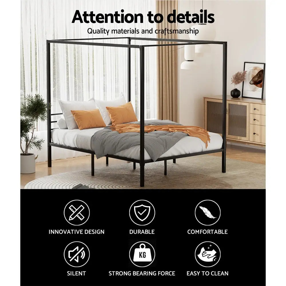Artiss Bed Frame Queen Size Metal Frame POCHY - Furniture > Bedroom