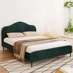 Artiss Bed Frame Queen Size Velvet Dark Green OLAN - Furniture > Bedroom