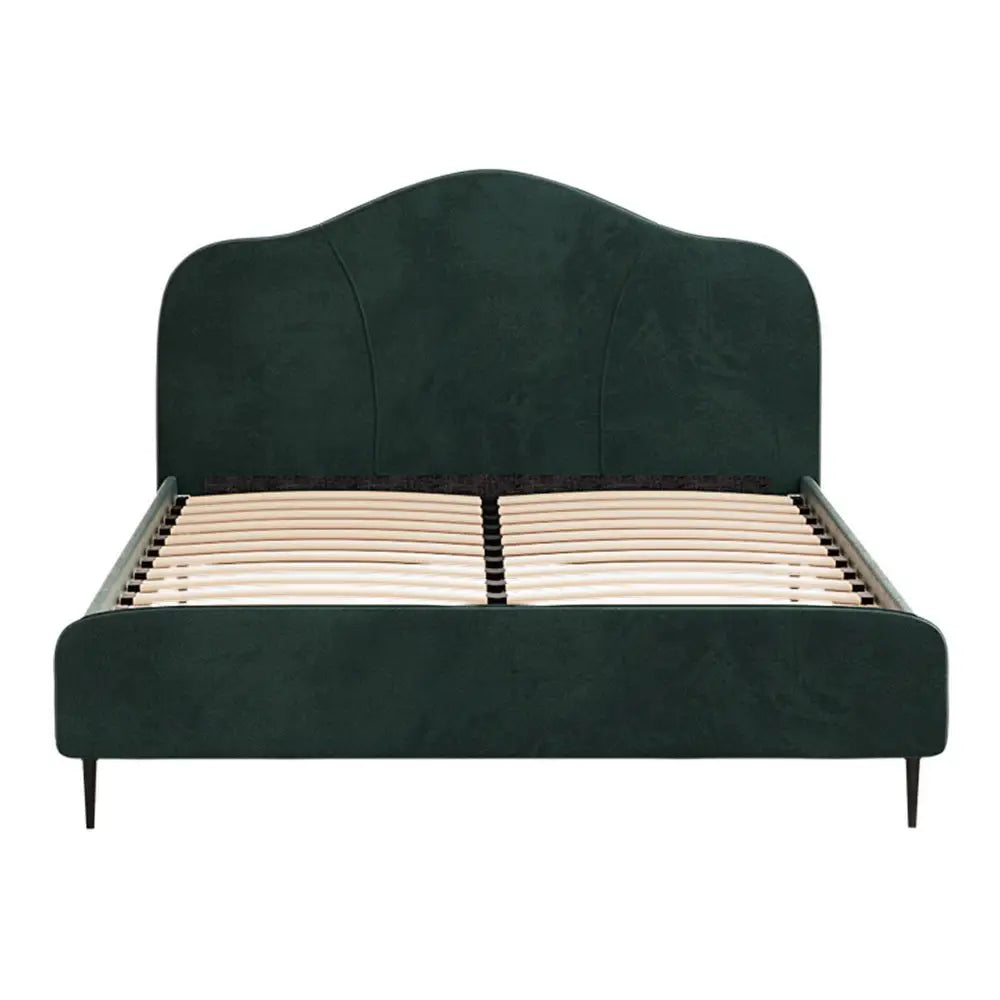 Artiss Bed Frame Queen Size Velvet Dark Green OLAN - Furniture > Bedroom