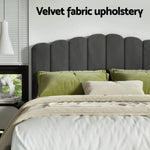 Artiss Bed Frame Queen Size Velvet Grey FION - Furniture > Bedroom > Beds & Bed Frames