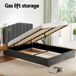 Artiss Bed Frame Queen Size Velvet Grey FION - Furniture > Bedroom > Beds & Bed Frames