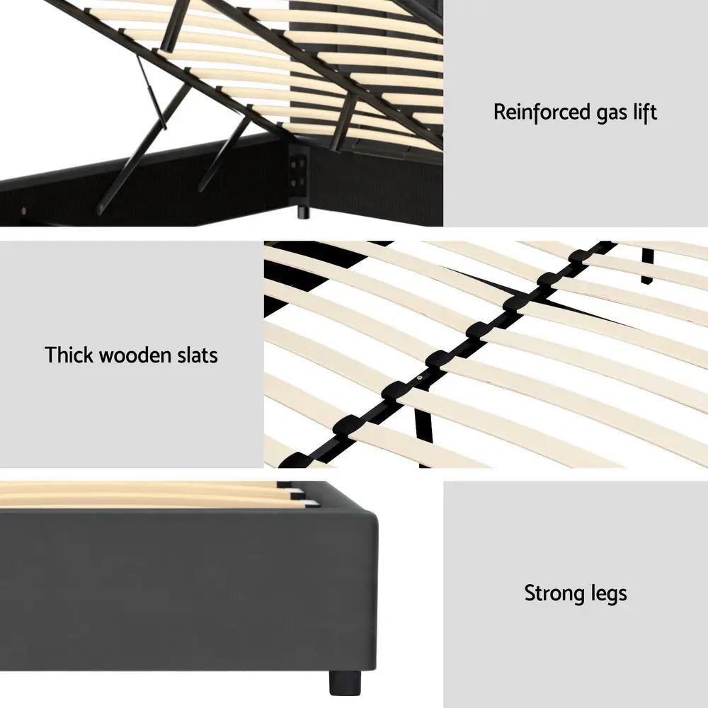 Artiss Bed Frame Queen Size Velvet Grey FION - Furniture > Bedroom > Beds & Bed Frames