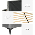 Artiss Bed Frame Queen Size Velvet Grey LOTT - Furniture > Bedroom > Beds & Bed Frames