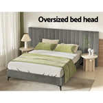 Artiss Bed Frame Queen Size Velvet Grey LOTT - Furniture > Bedroom > Beds & Bed Frames