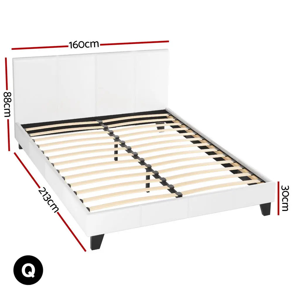 Artiss Bed Frame Queen Size White NEO - Furniture > Bedroom > Beds & Bed Frames